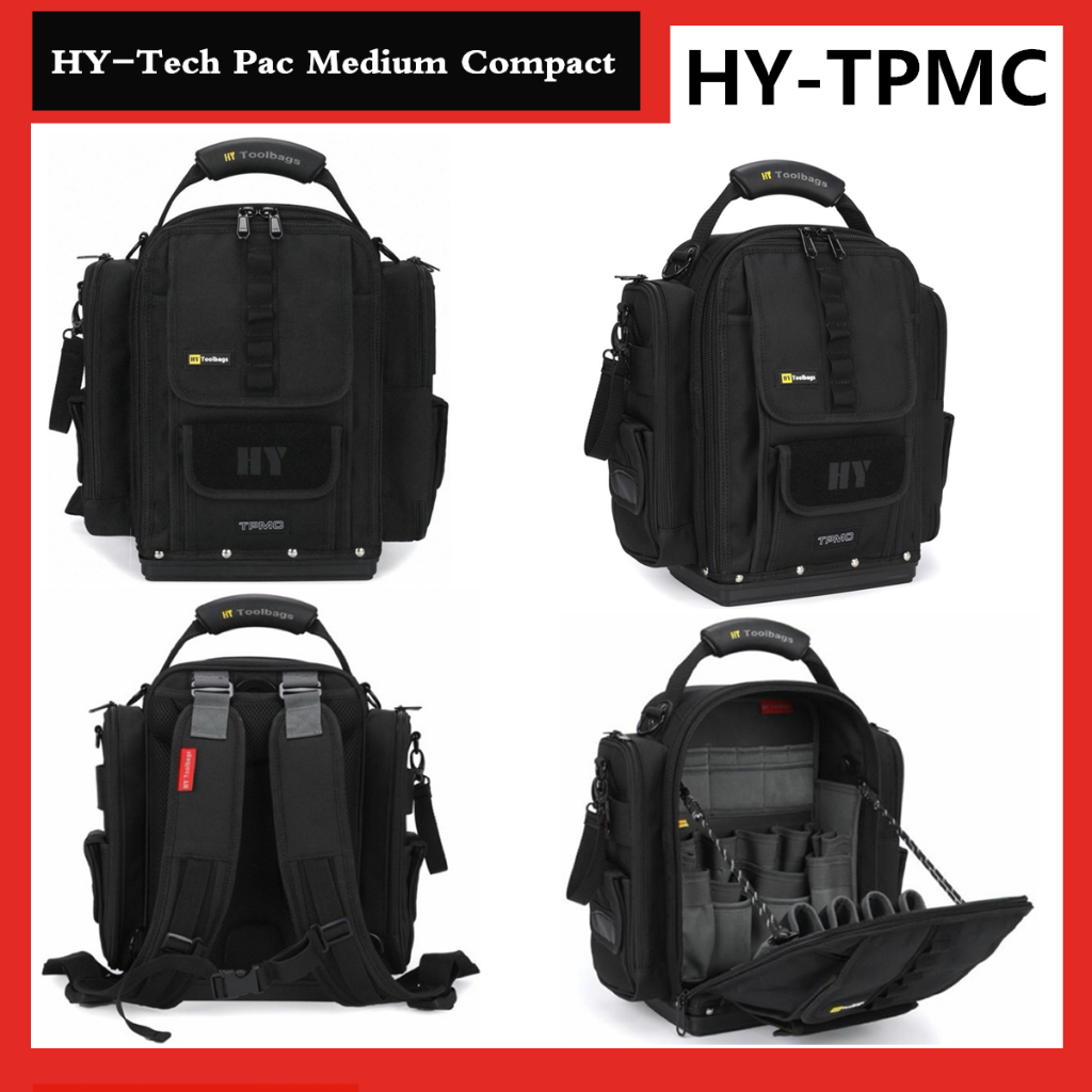 HY-Tech Pac Medium Compact (HY-TPMC Black) กระเป๋าเป้สะพายหลังหนักอ่อนแอปัจจุบัน Hydroelectric อุปกรณ์ชุดซ่อม