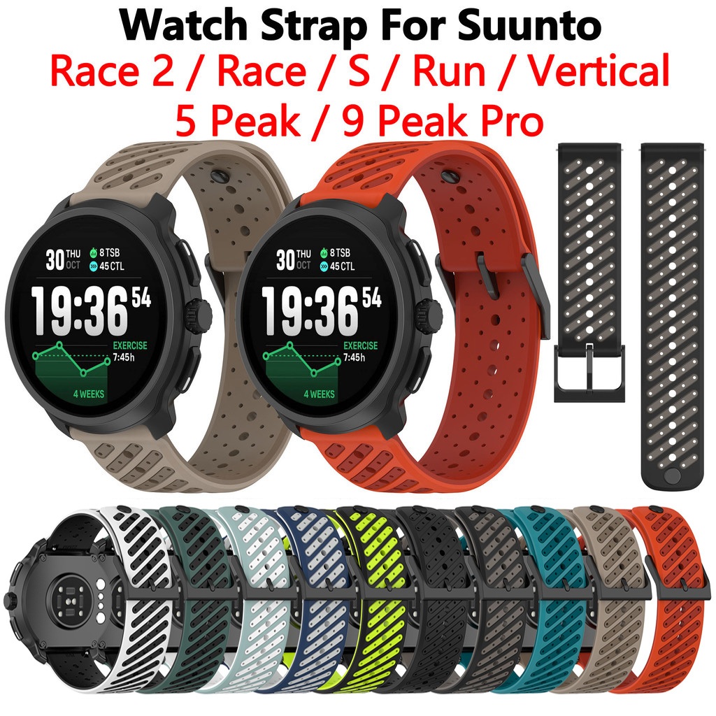 ใหม่สายนาฬิกาสําหรับ Suunto Race 2 Run Race S แนวตั้ง 2 5 Peak 9Peak Pro อย่างเป็นทางการสไตล์เดียวกันสมาร์ทกีฬานาฬิการูเอียงสีทึบซิลิโคนเปลี่ยนสายรัดข้อมือ