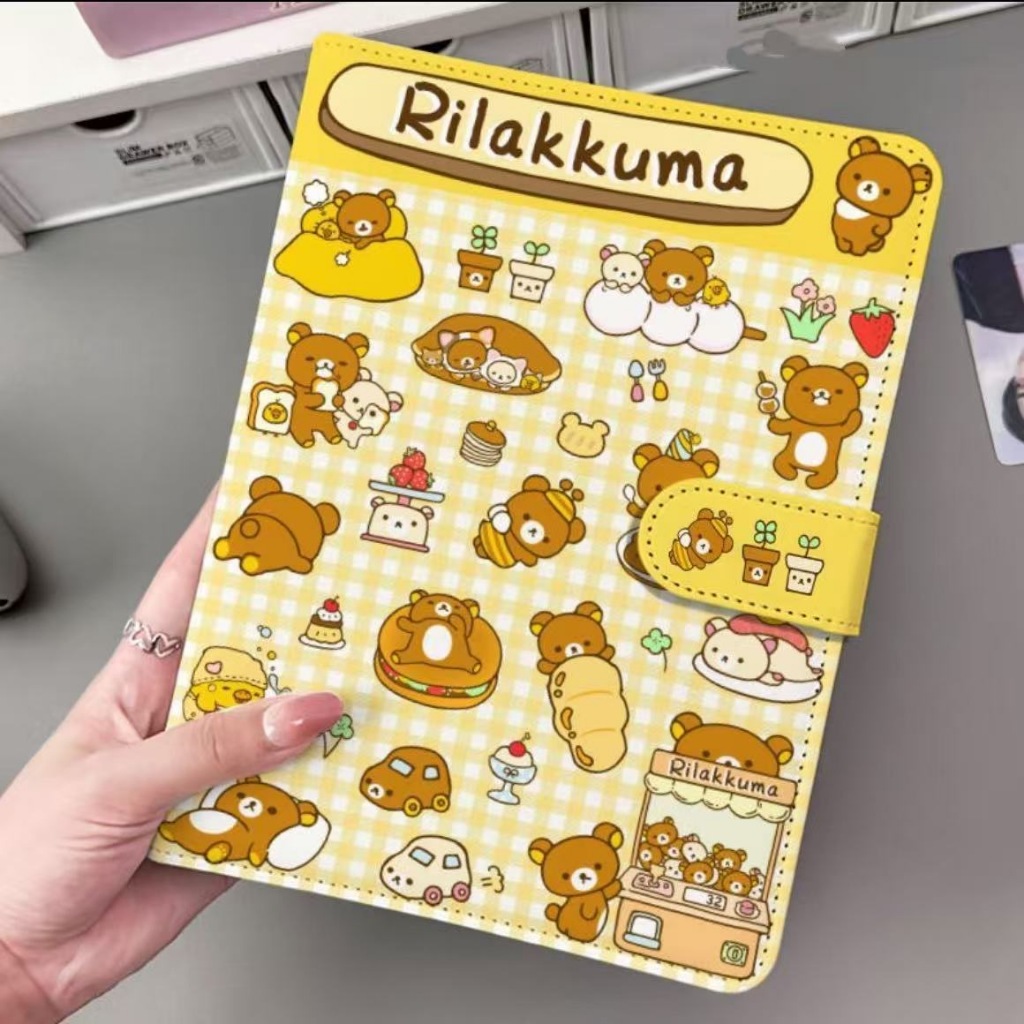 การ์ตูนการ์ตูนหมีหนัง pu A5 การ์ดหนังสือหัวเข็มขัดแม่เหล็ก Non-Attribute หลวม Four-Grid Card Book คู่มือเก็บหนังสือ 10 ซม.การ์ดขนาดเล็กอัลบั้มภาพ