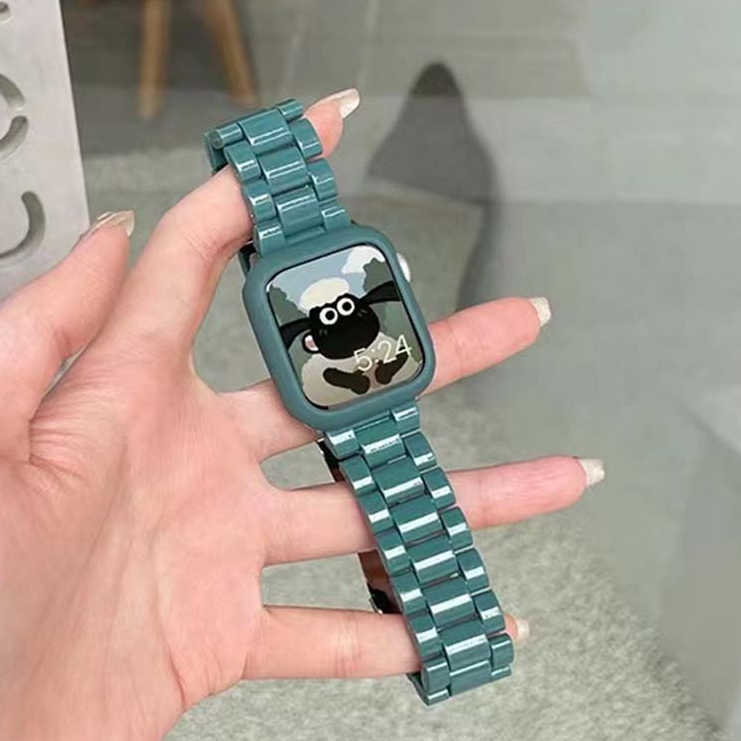 สายนาฬิกาข้อมือเรซิ่น แบบใส พร้อมเคสป้องกัน สําหรับสมาร์ทวอทช์ iwatch 45 44 42 41 38 มม. 7 6 SE 5 4