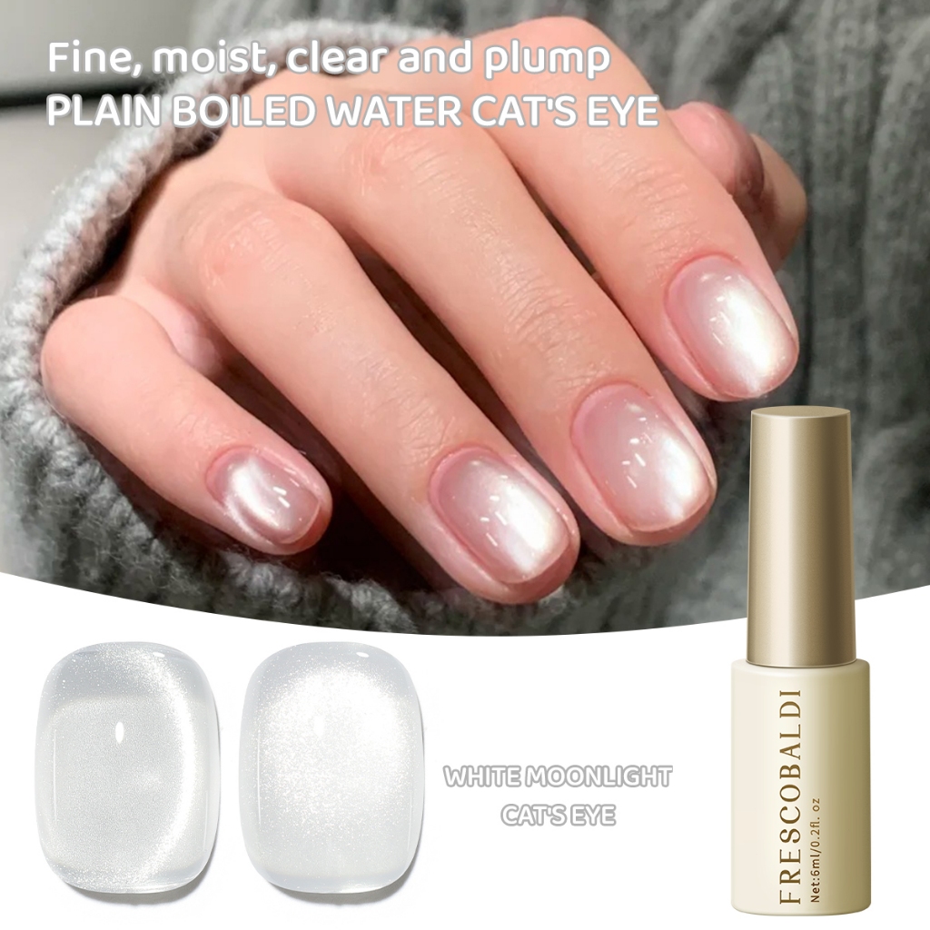 FRESCOBALDI 6ml-ใหม่ White Moonlight Cat Eye ยาทาเล็บ Long-Lasting Gloss เหมาะสําหรับร้านทําเล็บ