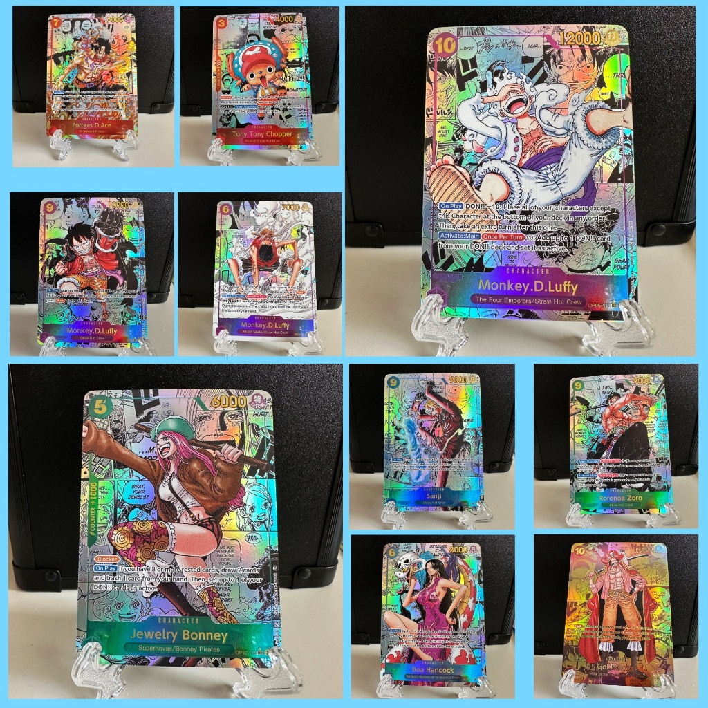 EN One Piece การ์ดการ์ตูนเวอร์ชันภาษาอังกฤษ Luffy Nami Chopper Boa OPCG DIY การ์ดสะสม