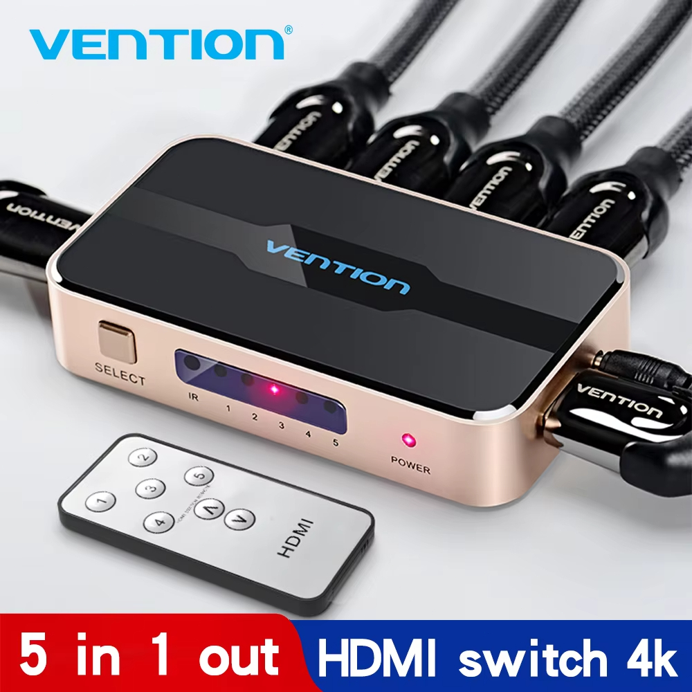 Vention HDMI Splitter 5 Input 1 เอาต์พุต HDMI Switch 5x1 สําหรับ XBOX 360 PS4 สมาร์ท Android HDTV 4K