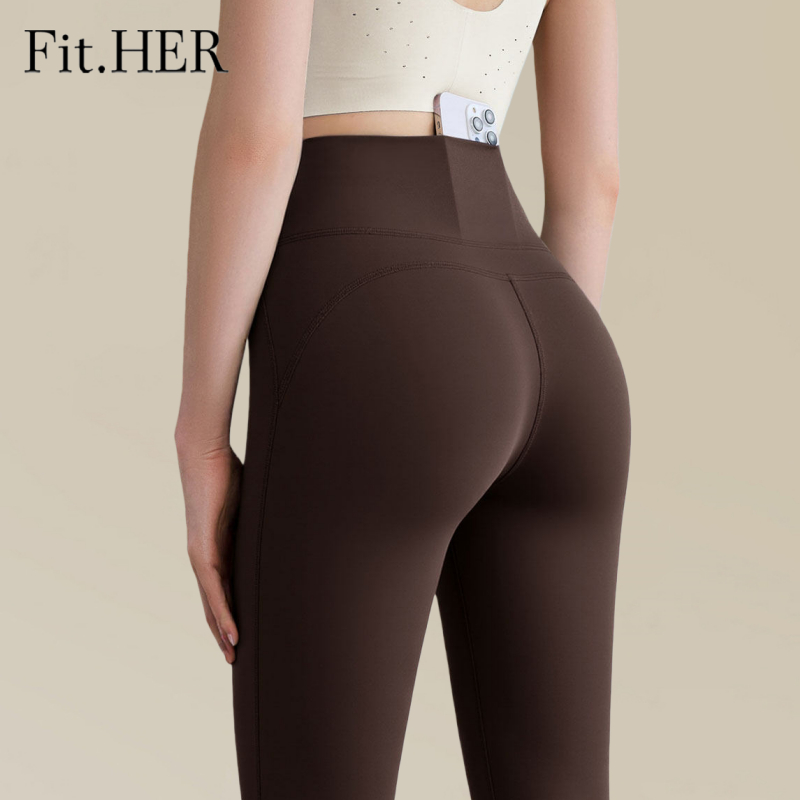 Fit.HER กางเกงโยคะเอวสูงเปลือย สำหรับพิลาทิสและเทรนนิ่งฟิตเนส