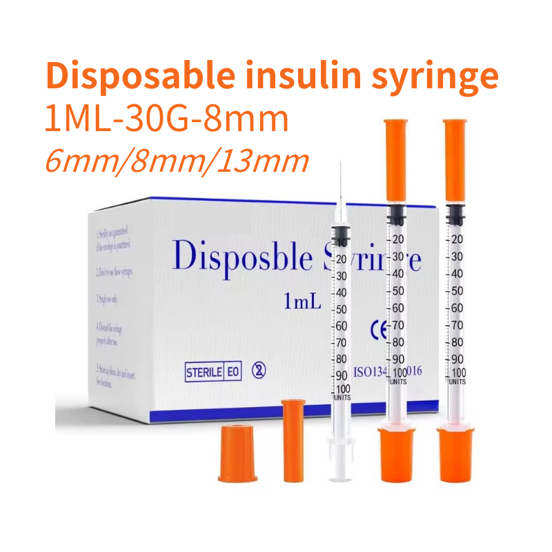 1ml/cc-30G*8 มม.สีส้ม insulin Syringe เข็ม,ทิ้งฆ่าเชื้อแต่ละบรรจุสําหรับ Lab ใช้,คู่มือ Dispenser,กา