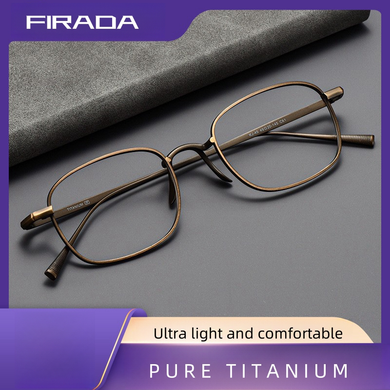 FIRADA แว่นตารetrosyle พร้อมกรอบไทเทเนียมบริสุทธิ์ สไตล์หรูหรา ใช้งานได้ทั้งผู้ชายและผู้หญิง K-45-C
