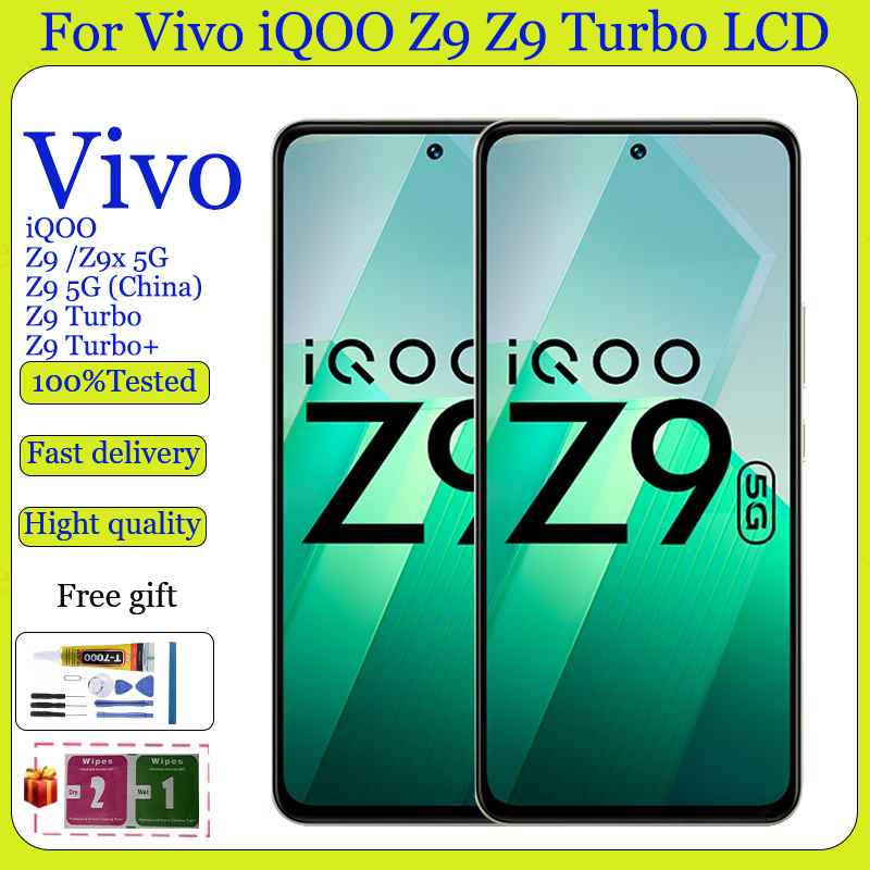 Original AMOLED สําหรับ Vivo iQOO Z9 5G Z9 Turbo Z9 Turbo + 5G จอแสดงผล LCD หน้าจอสัมผัสพร้อมกรอบเปล