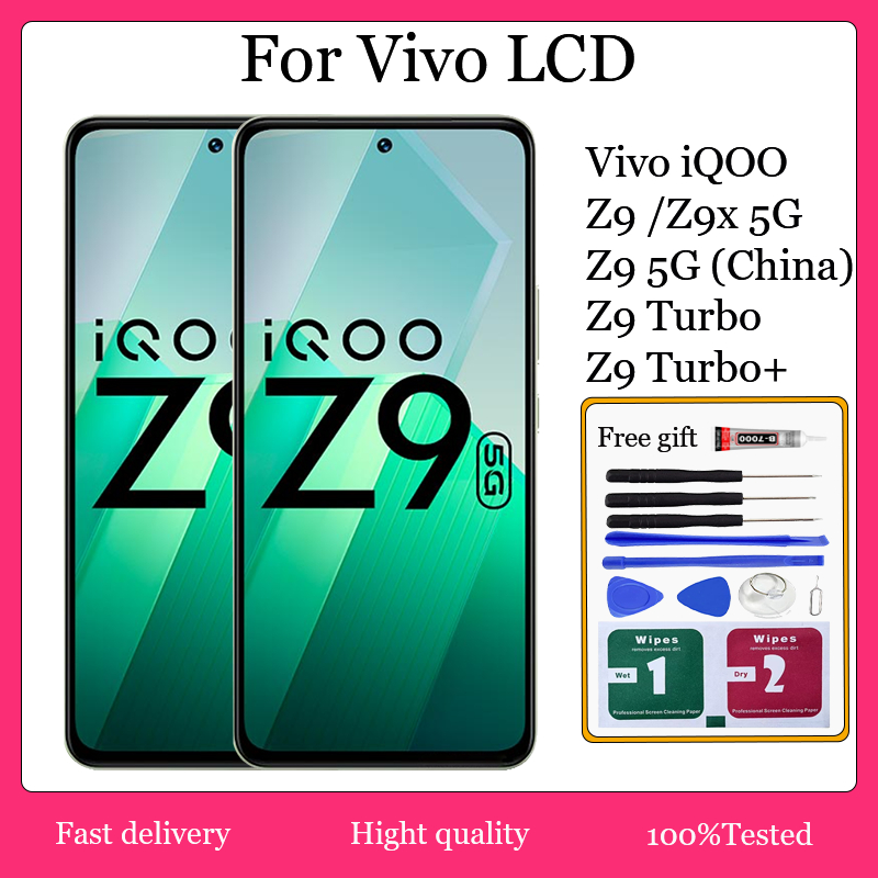 Original AMOLED สําหรับ Vivo iQOO Z9 5G iQOO Z9 5G (จีน) iQOO Z9 Turbo IQOO Z9 Turbo + จอแสดงผล LCD 