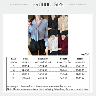 เสื้อเบลาส์สําหรับผู้หญิงเกาหลี สีทึบ คอวี แฟชั่นแขนยาวด้านบน ซาติน,สไตล์ลำลอง เสื้อทำงาน