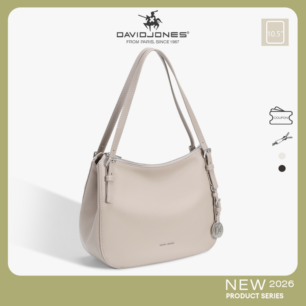 David Jones Paris Livia 2025/2026 ฤดูใบไม้ร่วงฤดูหนาวผู้หญิง Fine Pebble Grain Pu หนังหญิงนุ่มและนุ่มกระเป๋าสะพาย