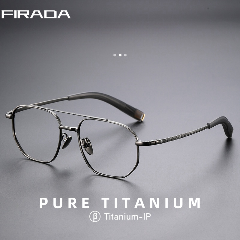 FIRADA แว่นตานักบิน Retro Luxury Pure Titanium สำหรับผู้ชาย โมเดล 07518-C