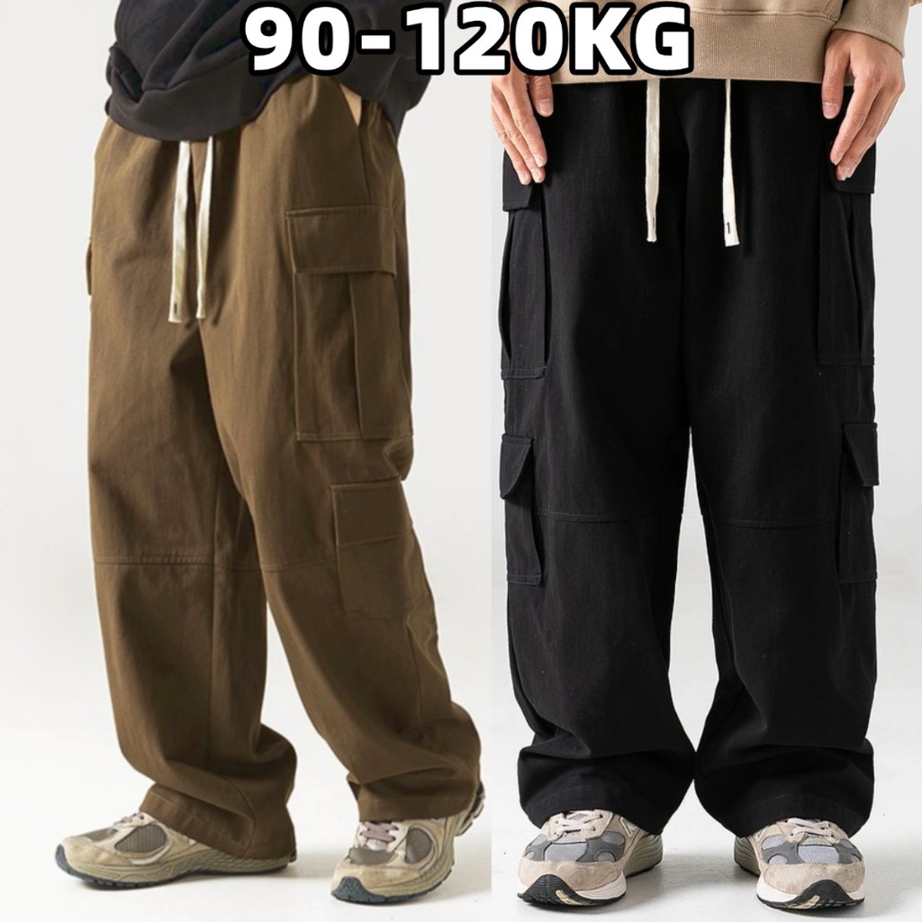 🚀90-120KG🚀กางเกงคาร์โก้ผู้ชาย กางเกงไซส์ใหญ่ มีกระเป๋าหลายช่อง ขนาดใหญ่ 5XL-8XL ใส่สบายไม่รั้งเป้า มีความทนทาน วินเทจ