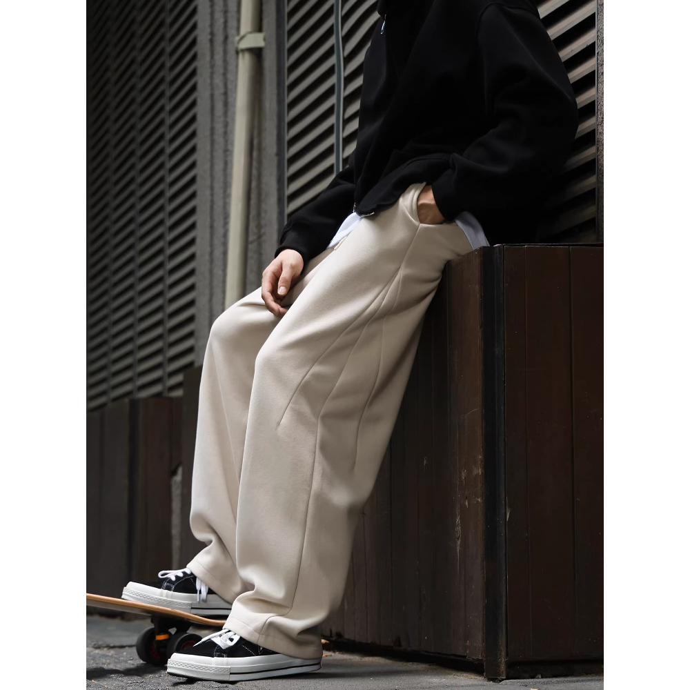 Artsman Khaki Straight Loose Casual Pants Men