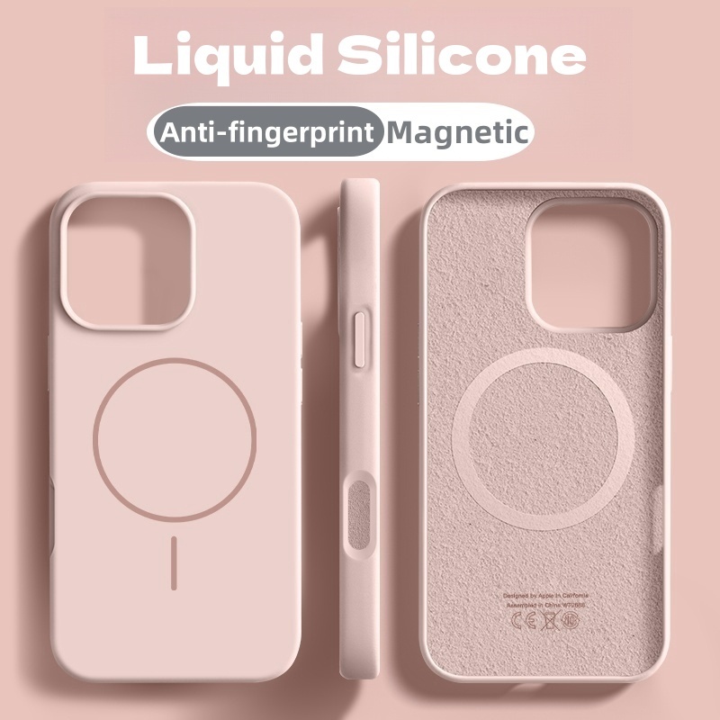 ใหม่ปลอกเคลือบป้องกันลายนิ้วมือซิลิโคนนุ่มเคสโทรศัพท์สําหรับiphone 16 15 14 13 12 11 Pro Maxกรณี16proหรูหรา15Plusแม่เหล็ก13proกันกระแทก15proปกหลัง13proสีชมพู