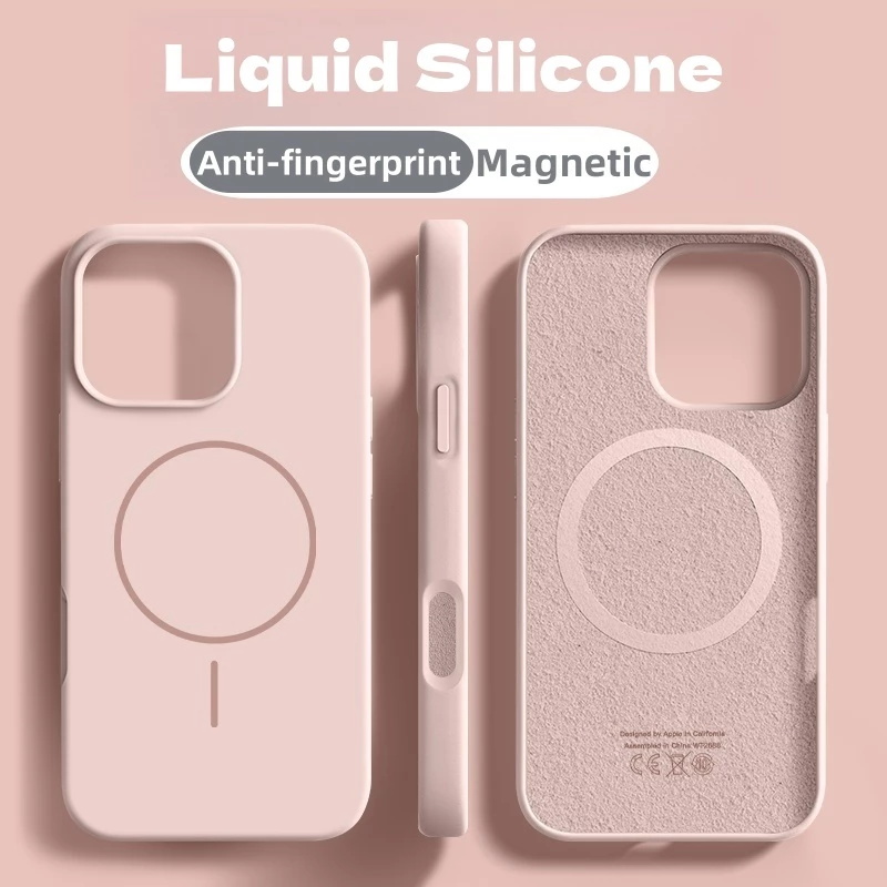 ใหม่ปลอกเคลือบป้องกันลายนิ้วมือซิลิโคนนุ่มเคสโทรศัพท์สําหรับiphone 16 15 14 13 12 11 Pro Maxกรณี16proหรูหรา15Plusแม่เหล็ก13proกันกระแทก15proปกหลัง13proสีชมพู
