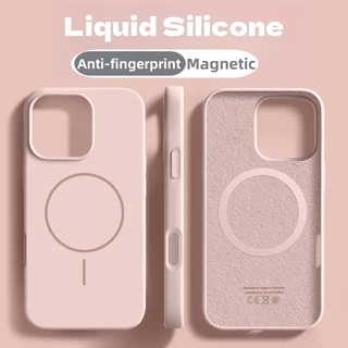 ใหม่ปลอกเคลือบป้องกันลายนิ้วมือซิลิโคนนุ่มเคสโทรศัพท์สําหรับiphone 16 15 14 13 12 11 Pro Maxกรณี16proหรูหรา15Plusแม่เหล็ก13proกันกระแทก15proปกหลัง13proสีชมพู