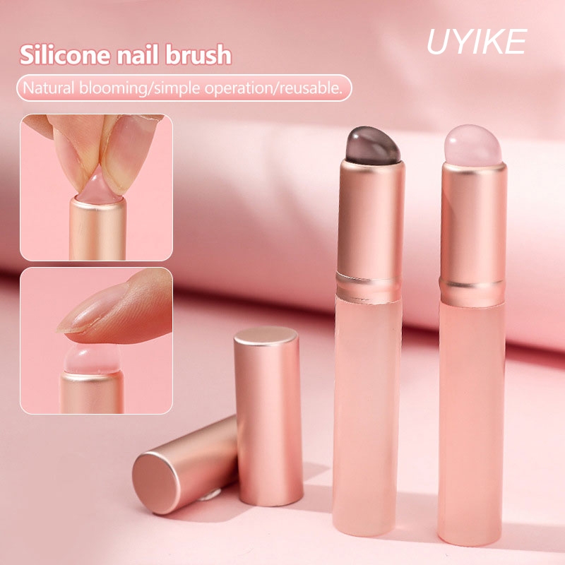 UYIKE เครื่องมือเพ้นท์เล็บซิลิโคนอเนกประสงค์ใหม่พร้อมฝาปิด -แสตมป์แบบพกพาสําหรับการผสมผงไล่ระดับสีหยิบและปั๊มลาย