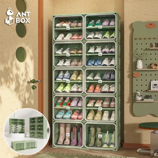 ANTBOX [ ใหม่ พร้อมส่ง !! ] 2026 ตู้ใส่รองเท้า 12คู่ -40 คู่ ติดตั้งง่าย พับเก็บได้ มีหลายช่องเก็บ ประตูแม่เหล็ก แข็งแรงทนทาน กันน้ำกันแดด