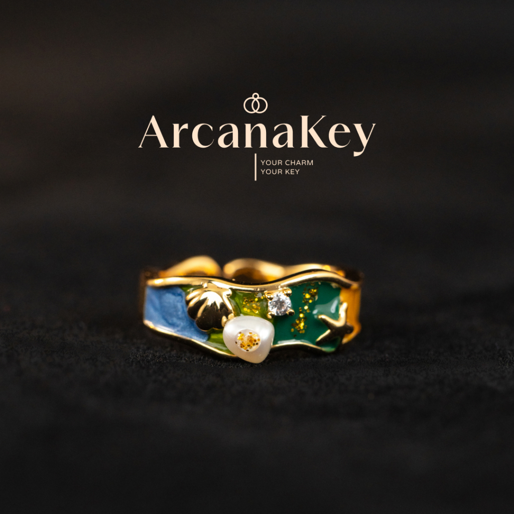 แหวนหอยมือสองและดาวเรืองจากท้องทะเล พ่นสีสันสดใสมากมาย เหมาะสำหรับฤดูร้อน ArcanaKey