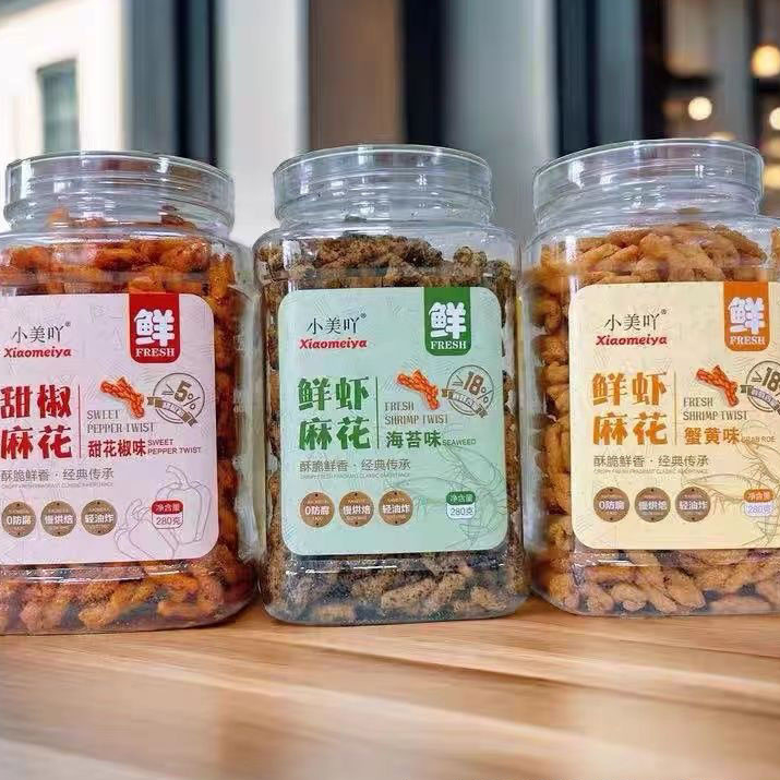 Xiaomei Acridine กุ้งสด รสสาหร่ายบิด รสไข่ปู รสเสฉวนหวาน รสพริกไทย 280g กรอบกระป๋อง กลิ่นหอมสดชื่น ของว่างสบายๆ 10.26