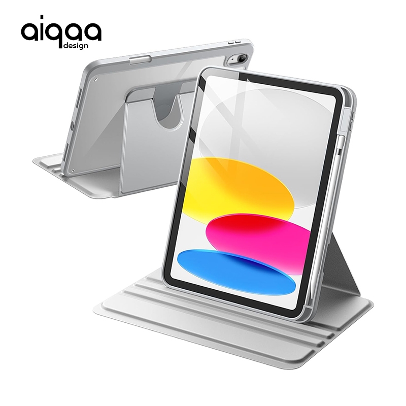 Aiqaa สําหรับ iPad Gen 12 (A16) 11 13 , Air 7, 6, 5, 4, 3, M3, และ M2 พร้อม Air 8,7, 6, 5, 4, 3, /M4/M360 , ° หมุนฝาครอบป้องกันขาตั้งหลังใส, ปลุกอัตโนมัติ/นอน