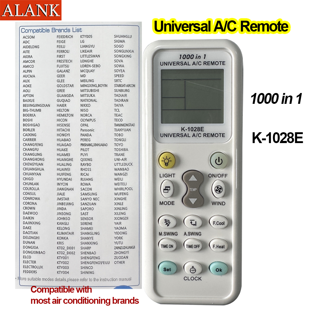 ALANK รีโมทแอร์อเนกประสงค์ [เข้ากันได้กับแบรนด์เครื่องปรับอากาศส่วนใหญ่] K-1028E (1000 in 1)