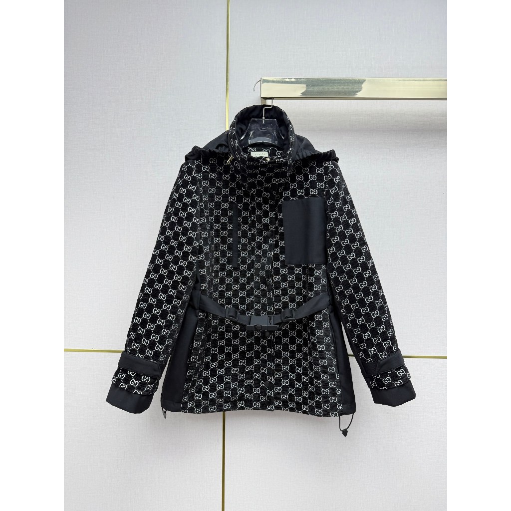 2025 เสื้อแจ็คเก็ตสีดําแขนยาวผู้หญิง G ล่าสุด Size:S_L X3i