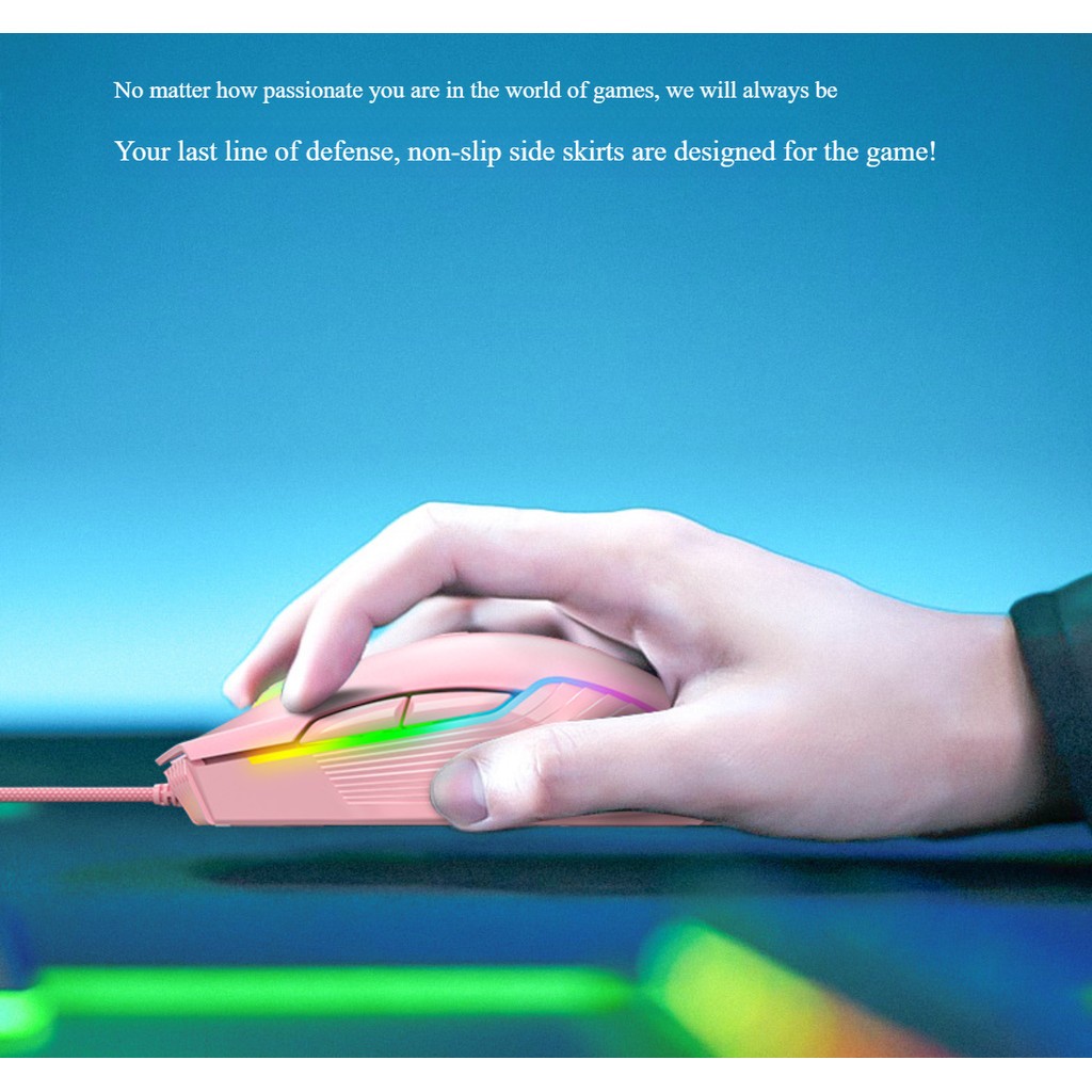 ONIKUMA CW905 เมาส์สําหรับเล่นเกมแบบมีสายน่ารักสีชมพูรูปลักษณ์สูงสําหรับแล็ปท็อปเดสก์ท็อป PC Office 