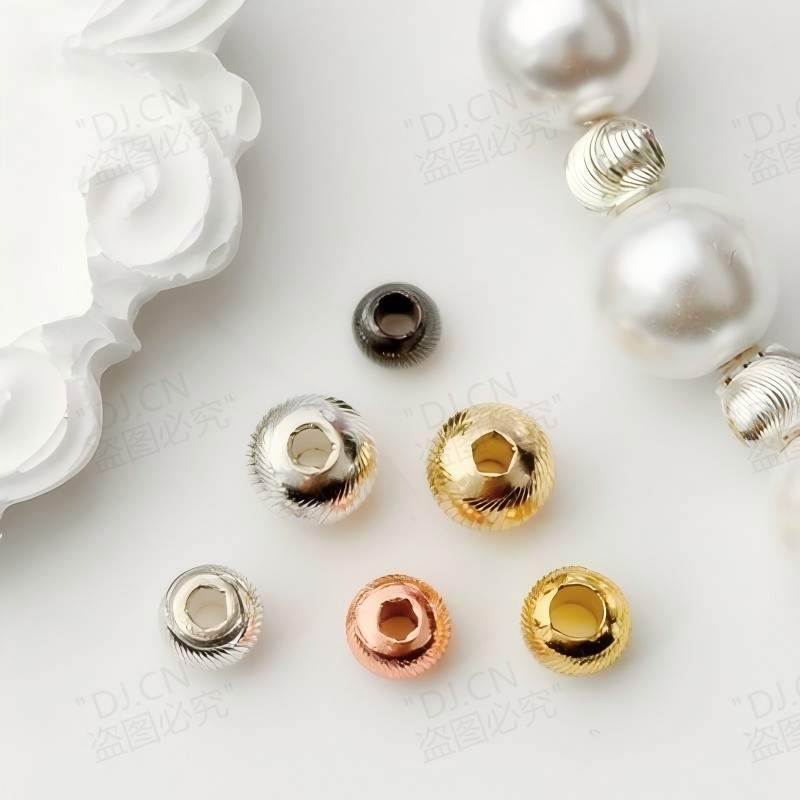 ADJ1105 [สีเดียวกว่า 100 ชิ้นรับ 30 ชิ้นฟรี] Fine Grain กระพริบ Cats Eye Faceted รอบลูกปัด 14K Gold 