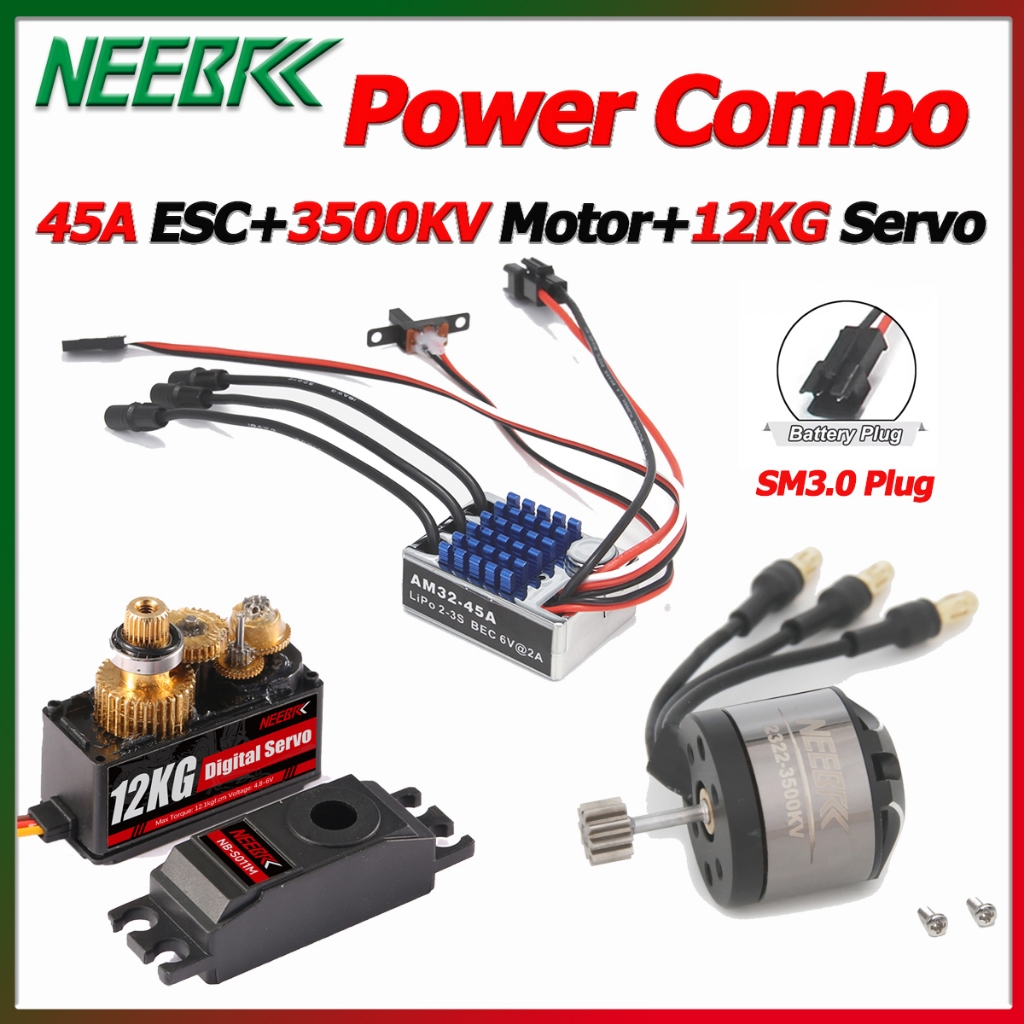 NEEBRC 2322 3500KV Brushless Outrunner มอเตอร์ AM32 45A ESC 12KG กันน้ํา Servo สําหรับ 1/12 RC รถ Cr
