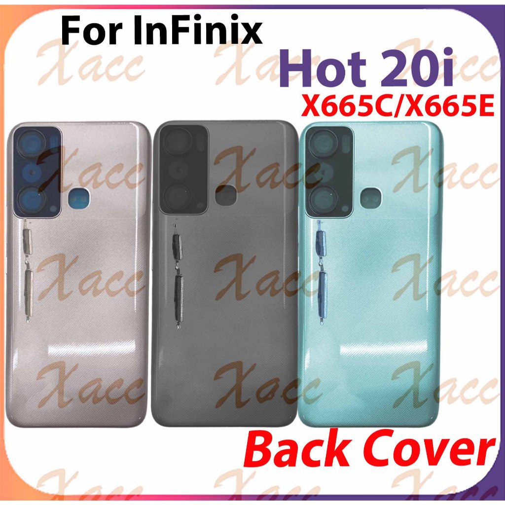 สําหรับ Infinix Hot 20i X665C X665E ฝาหลังแบตเตอรี่พร้อมกรอบเลนส์กล้องการติดตั้งเปลี่ยนโทรศัพท์