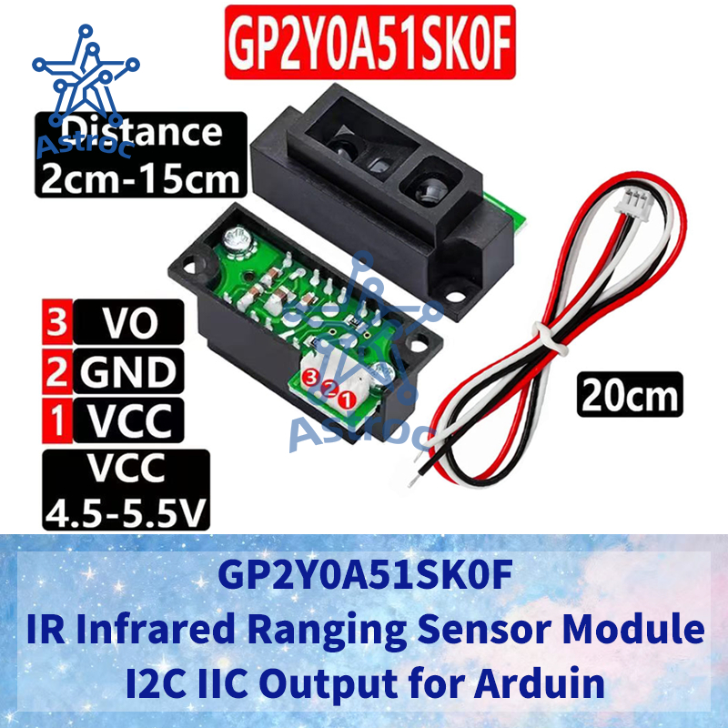 GP2Y0A51SK0F IR อินฟราเรดตั้งแต่เซนเซอร์โมดูล 2-15 ซม.ระยะทางวัดความแม่นยําสูง 5V I2C IIC เอาต์พุตสํ