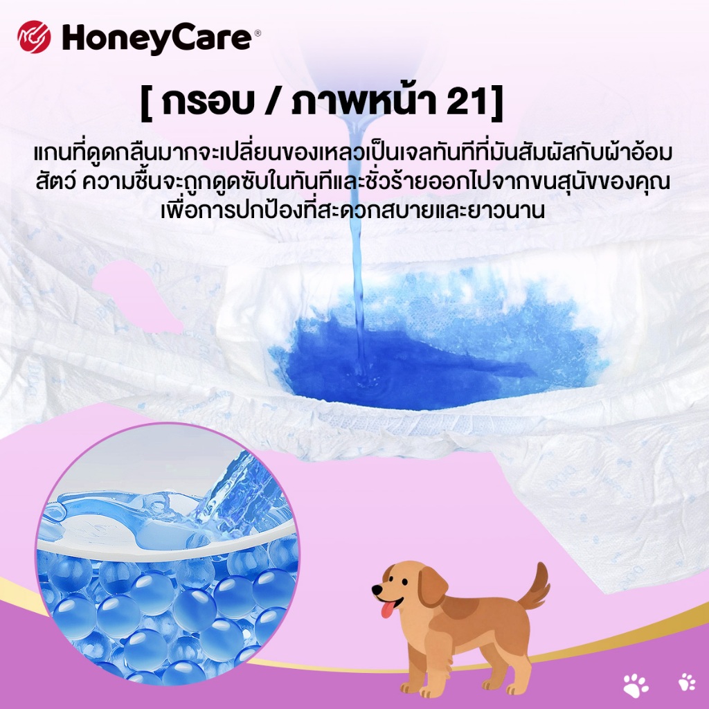ฮันนี่แคร์ ซุปเปอร์ ดูดซับ ผ้าอ้อมสุนัขเพศเมีย (22-50 ชิ้น/แพ็ค) - รูปที่ 3