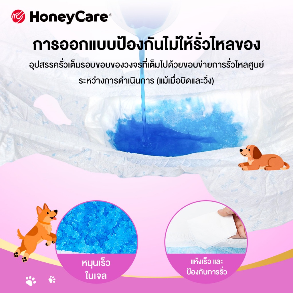 ฮันนี่แคร์ ซุปเปอร์ ดูดซับ ผ้าอ้อมสุนัขเพศเมีย (22-50 ชิ้น/แพ็ค) - รูปที่ 5