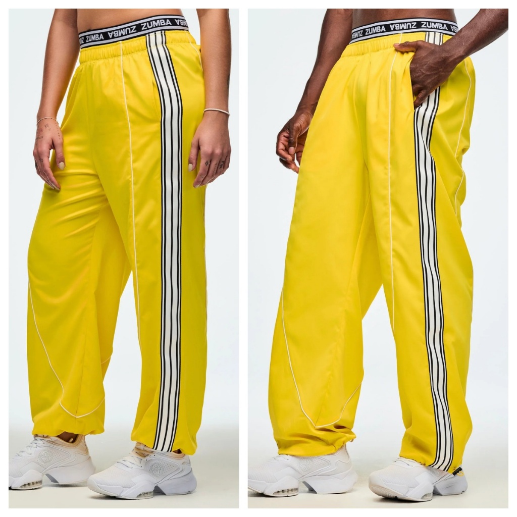 ใหม่ Zumba ZW ขากว้าง Zumba กางเกง Apres Zumba ขากว้างทอกางเกงคาร์โก้สีดํา/สีเขียว Z1B00 0695