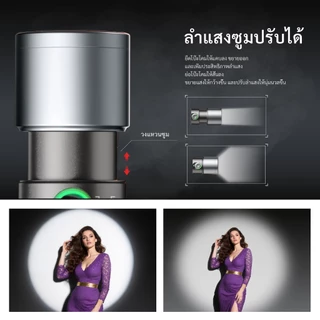 PHOTOOLEX ไฟฉายถ่ายภาพสี่สี 10W แผ่นลวดลายสร้างสรรค์แบบแม่เหล็ก 20 แผ่น ปรับการซูมลำแสงได้ 8400mAh