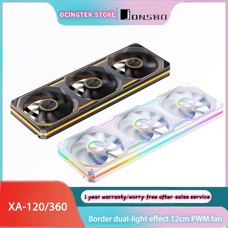 JONSBO XA-120/XA-360 3-Pack 120 มม.พัดลม 5V/3Pin ARGB กระจกสามด้านแบบบูรณาการเย็นไอเสียพัดลมระบายความร้อนสําหรับคอมพิวเตอร์เดสก์ท็อป