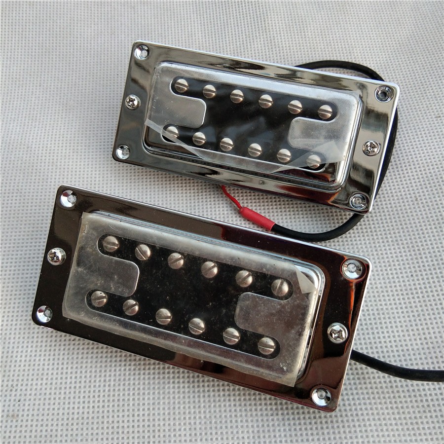 2PCS Chrome กรอบโลหะแบนกีตาร์ไฟฟ้ารถกระบะ,คอ Pickup และสะพาน Pickup Made IN Korea LP/ST กีตาร์ไฟฟ้าร