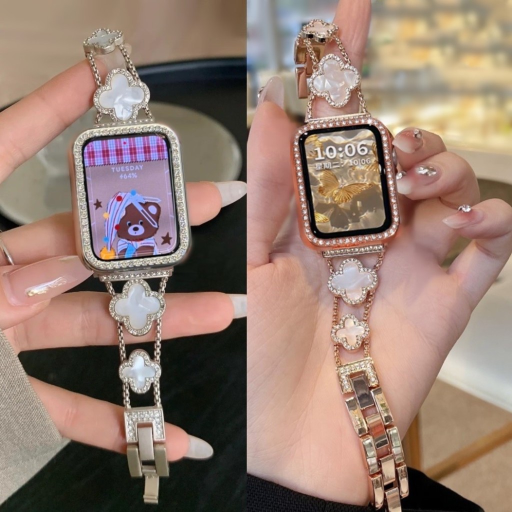 Diamond Clover Strap + Case For Samsung Galaxy Fit 3 สาย For Samsung fit 3 สาย Diamond Protective Bu