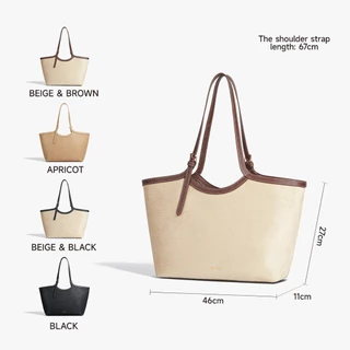 【Special off】MOSSDOOM Marvelle Bag กระเป๋าทรง ผ้าแคนวาสตัดขอบหนัง ดีไซน์เรียบหรู สไตล์มินิมอล