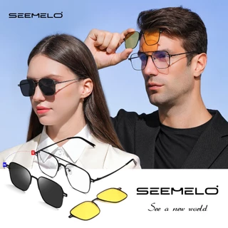 SEEMLO ผู้ชายผู้หญิง 3 In 1 แว่นตากันแดดผู้ชายแว่นตากันแดดโพลาไรซ์ Night Vision แว่นตาแม่เหล็ก Sun กรอบตา 3 เลนส์ Anti-UV ตา