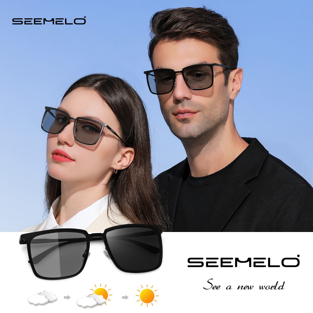 SEEMELO แว่นกันแดดป้องกันรังสียูวีเปลี่ยนสีอัตโนมัติ แว่นมองกลางคืน แว่นกันแดด TAC โพลาไรซ์