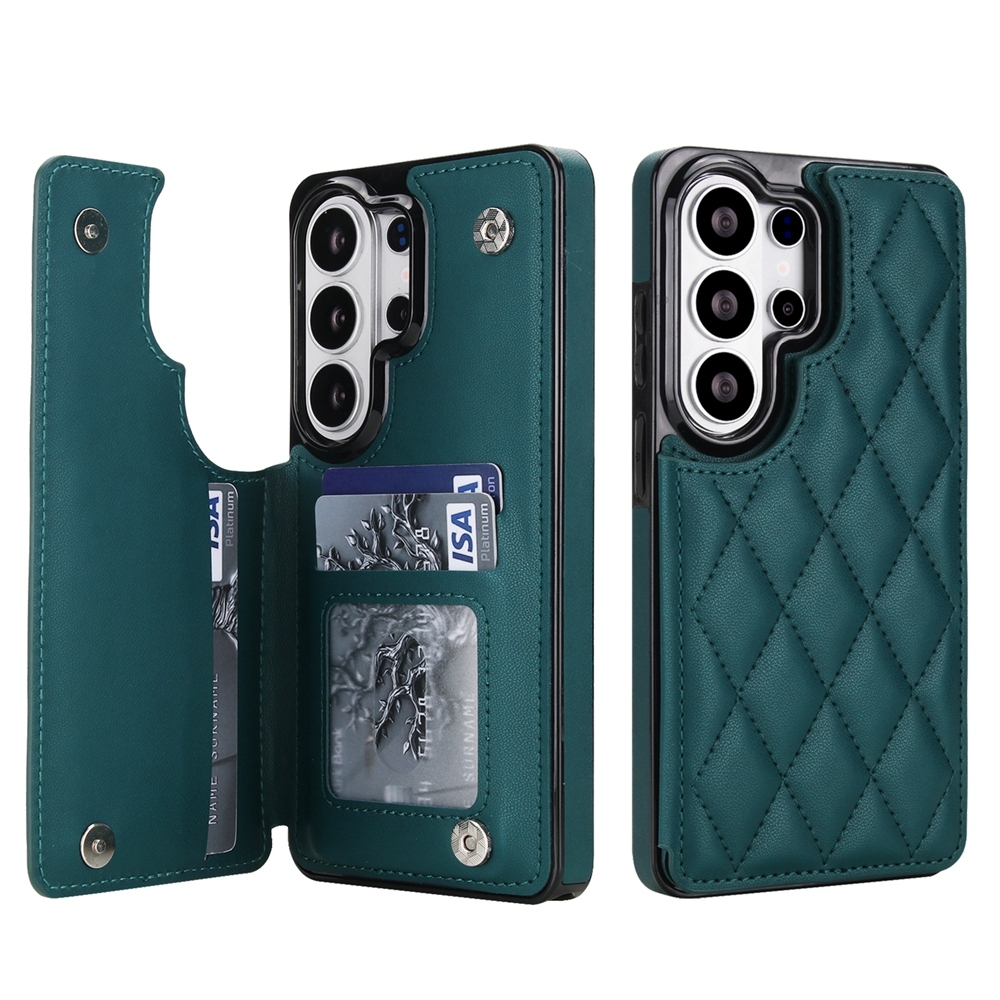 ตารางขนมเปียกปูนช่องใส่การ์ดหนังเคสโทรศัพท์สําหรับ Samsung Galaxy S25 S23 S24 FE S26 Ultra S25 Plus 