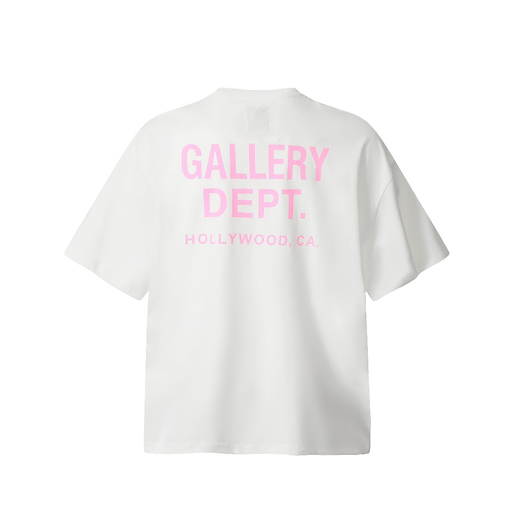 เสื้อยืด GALLERY DEPT LOGO สีชมพู พิมพ์ลายแขนสั้น สำหรับทั้งชายและหญิง สวมใส่ง่าย สบายตัว มีให้เลือกหลากหลายไซส์