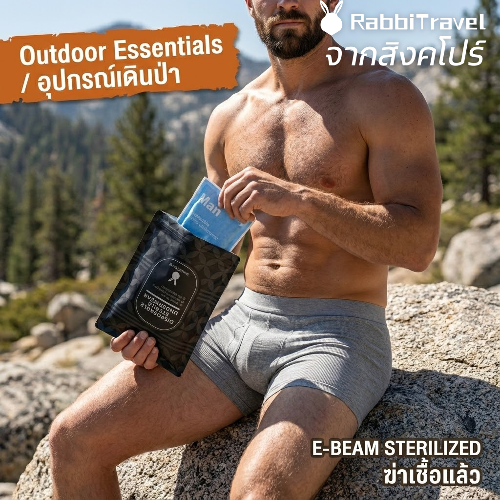 กางเกงในผู้ชายใช้แล้วทิ้ง สำหรับเดินป่า ตั้งแคมป์ กางเกงในเดินทาง พกพาสะดวก ประหยัดพื้นที่เป้ ระบายอากาศดี แห้งไว ทรงบ็อกเซอร์/สามเหลี่ยม ฆ่าเชื้อแล้ว 1 แพ็ค 5 ชิ้น แยกซอง ไซส์ใหญ่ L-4XL (สูงสุด 90kg) พร้อมส่ง Disposable Men Underwear Travel Pack