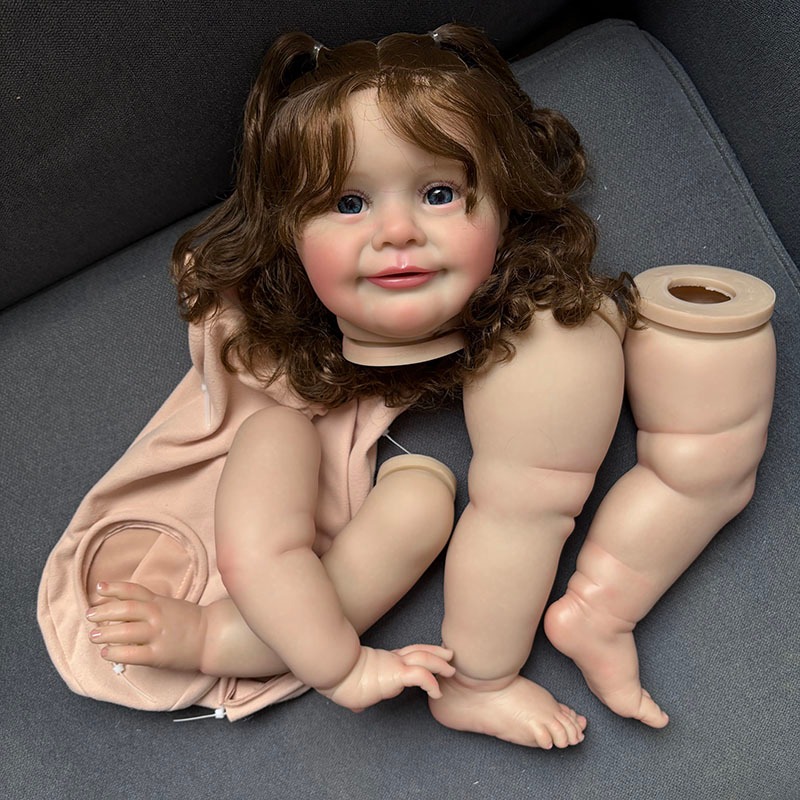 25INCH Reborn ตุ๊กตาชุดเด็กวัยหัดเดินเด็ก Zoe พร้อมผมหยิกรากและขนตาทําด้วยมือ Diy ตุ๊กตาชิ้นส่วนผ้าและตารวม