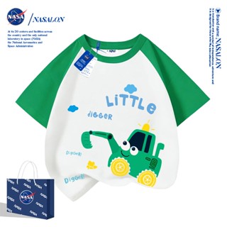 NASA เสื้อยืดเด็ก ลายการ์ตูนรถยนต์ cotton 100% นุ่มสบาย ทรงห…