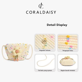 CORALDAISY กระเป๋าผู้หญิงปี 2026 ดอกไม้น่ารัก กระเป๋าสะพายข้างทอ สายสะพายยาว กระเป๋าสะพาย พนังสแนป
