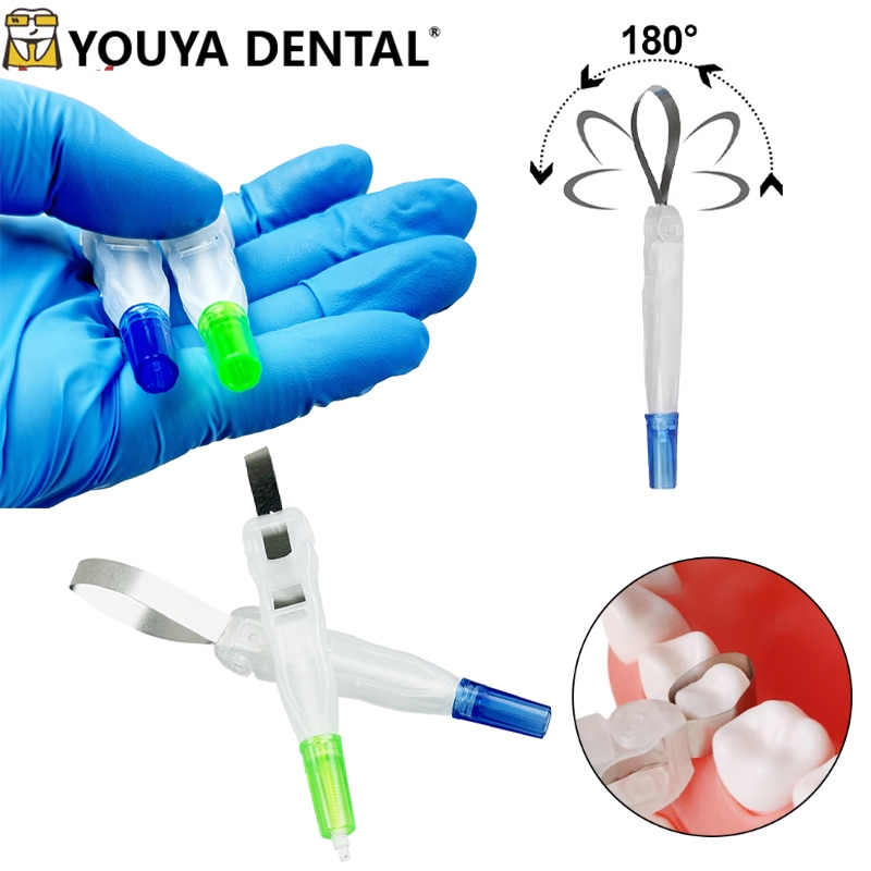 2 ชิ้น 4.8/6.2 มม. Dental Matrix Roll Type Retainer Matrix 180° ปรับ Sectional Contoured Matrices