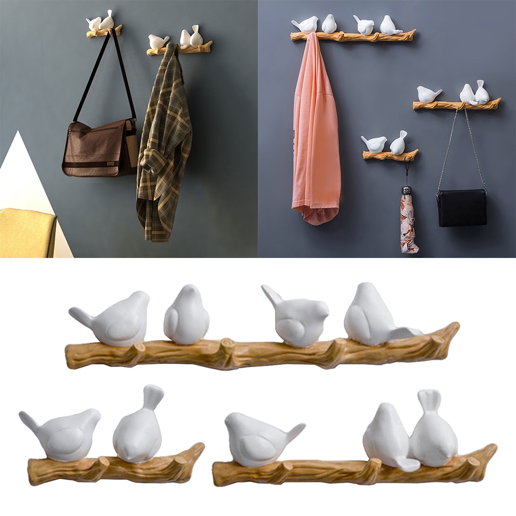 [Homyl1] 2 Birds Coat Hook ตะขอติดผนัง Bird Hanger Holder สําหรับ Coat